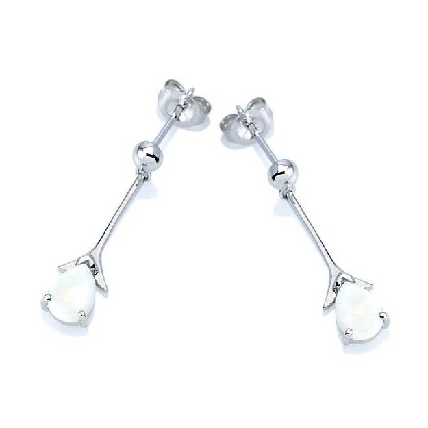 Oval white opal pendant earrings, sterling silver for wholesale by OPALOOK France