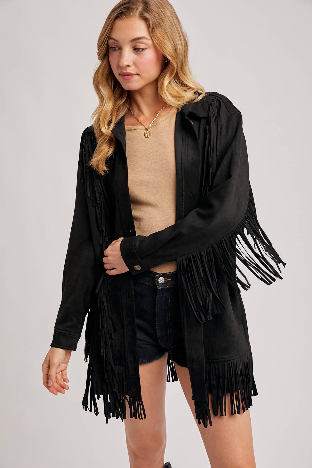 Bluivy - Wholesale Jacket - Women's - VEGAN SUEDE FRINGED JACKET1
