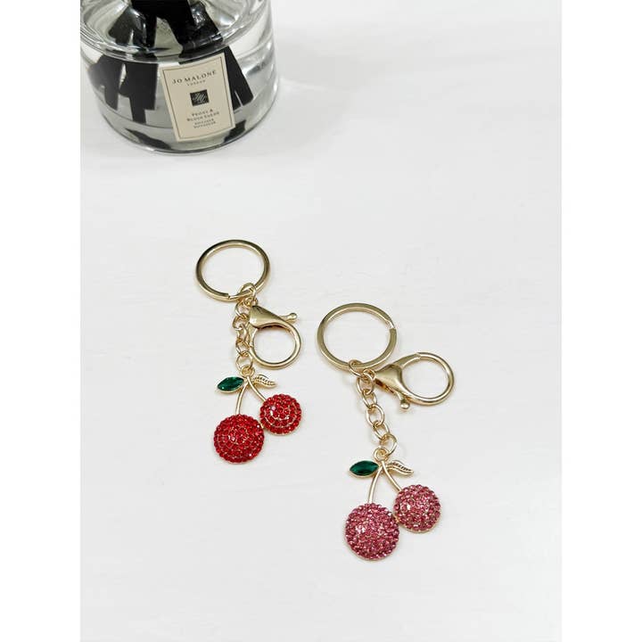 MIX COLOR Sparkling Cherry Pendant Key Chain for wholesale on Faire
