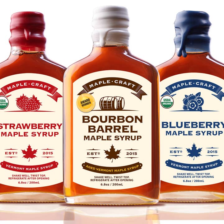 Maple Craft Foods - Venta al por mayor Sirope de arce - Surtido de sirope de arce Summer Favorites: rojo blanco y azul0