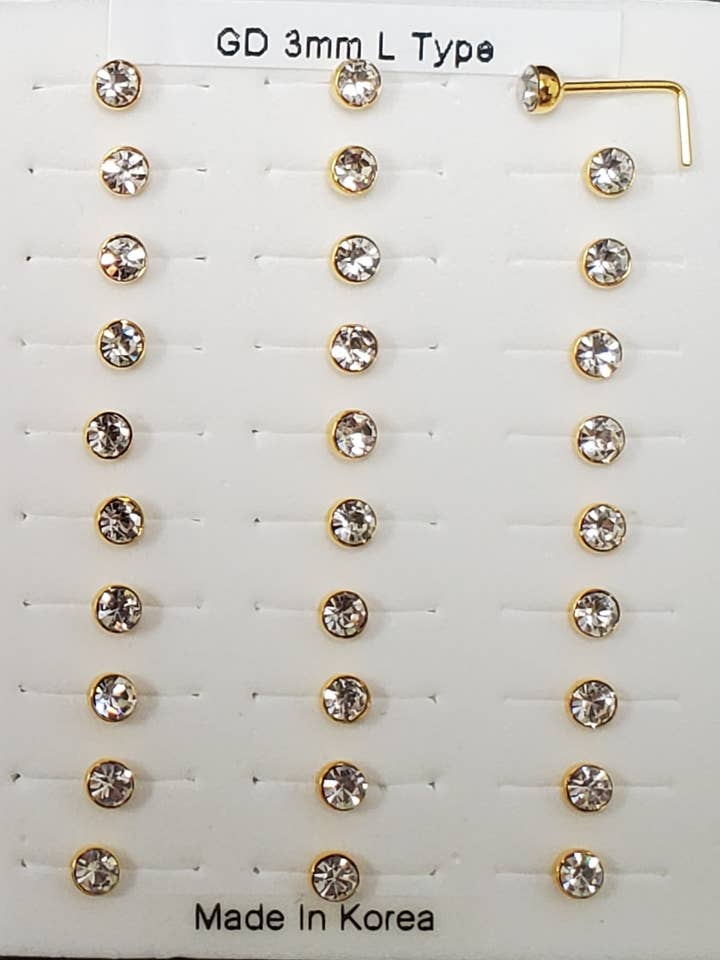 Anneau nasal en forme de L, 3 mm, doré en vrac pour la vente par etreM