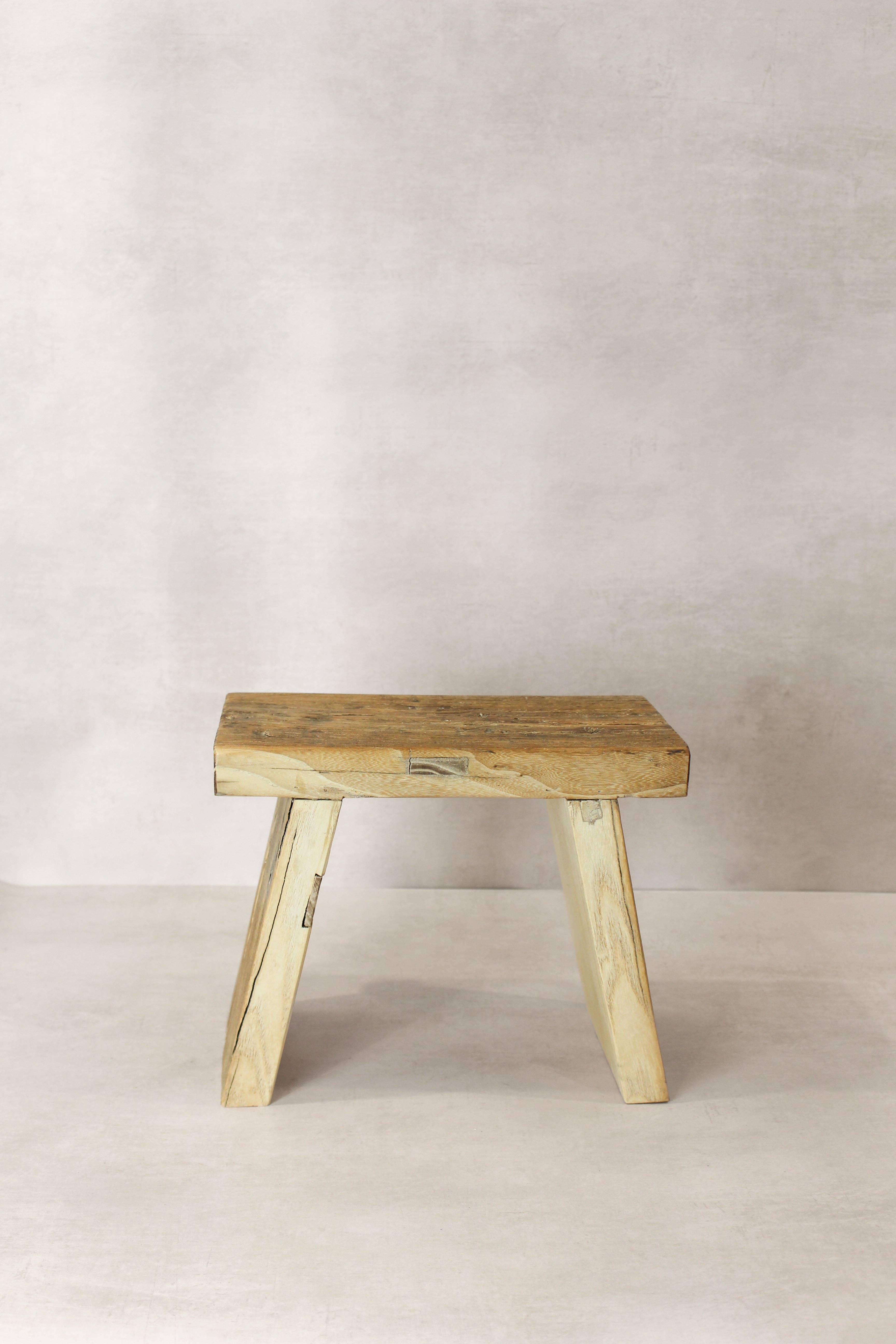 Botanical Boys – wholesale Stool – Vintage Rustic Square Elm Wood Stool - Small - No 114