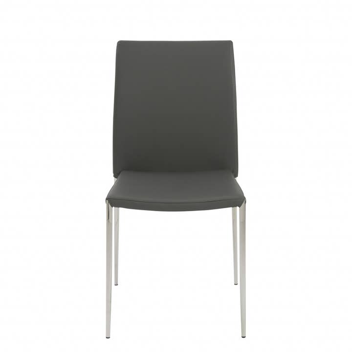 HomeRoots - Wholesale Chair - Set of Two Gray Faux Faux Leather Steel Stacking Chairs