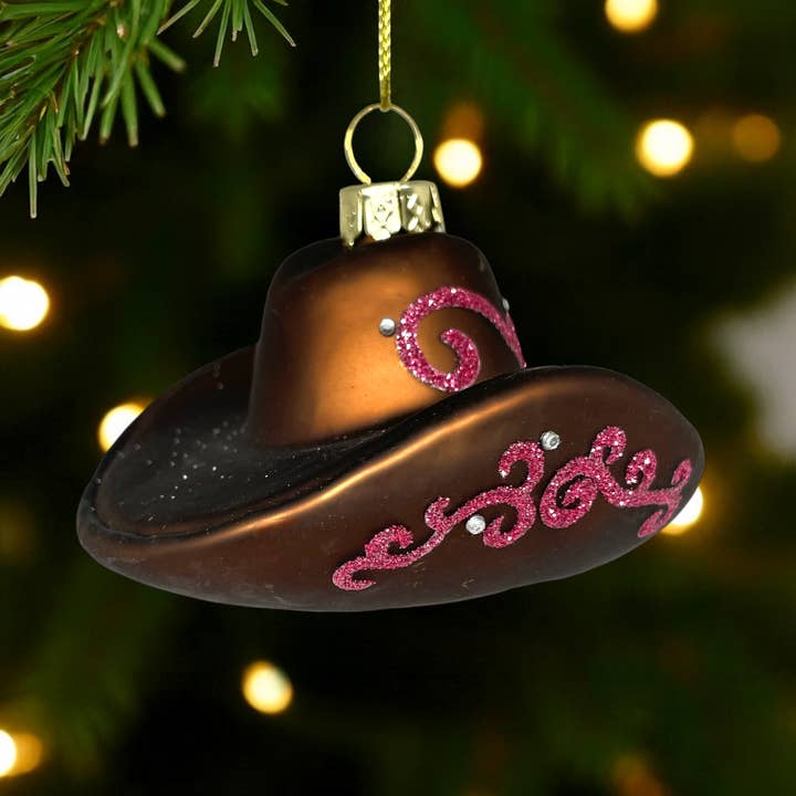 Noel Box - Wholesale Ornament Set - Cowboy Hat Christmas Ornament – Glass Western Holiday2