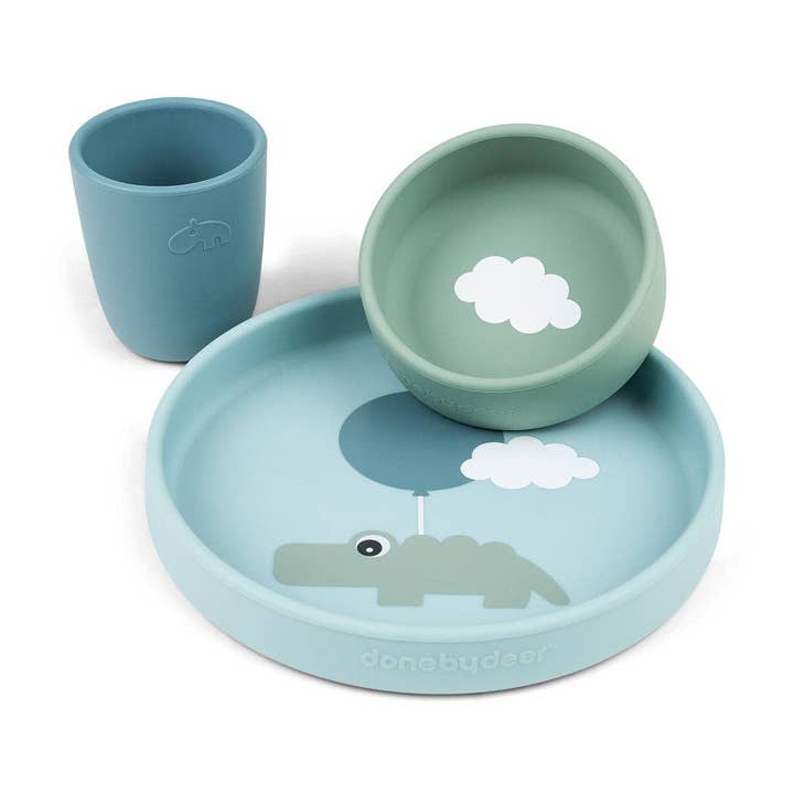 Silicone Dinner Set Happy Clouds Blue for wholesale by Done by Deer