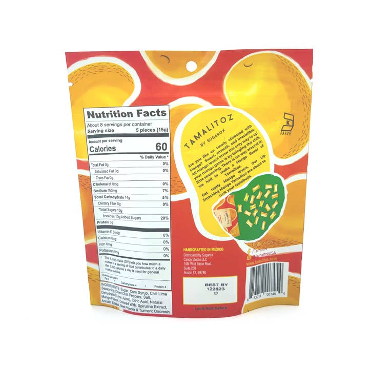 Sugarox Candy Studio LLC - Wholesale Hard Candy - LIP SMACKING MANGO TAMALITOZ CANDY 12CT