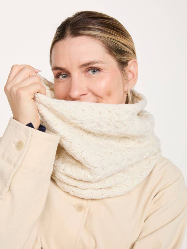 Newport Aran Cable Snood - Cream for wholesale by Aran Woollen Mills