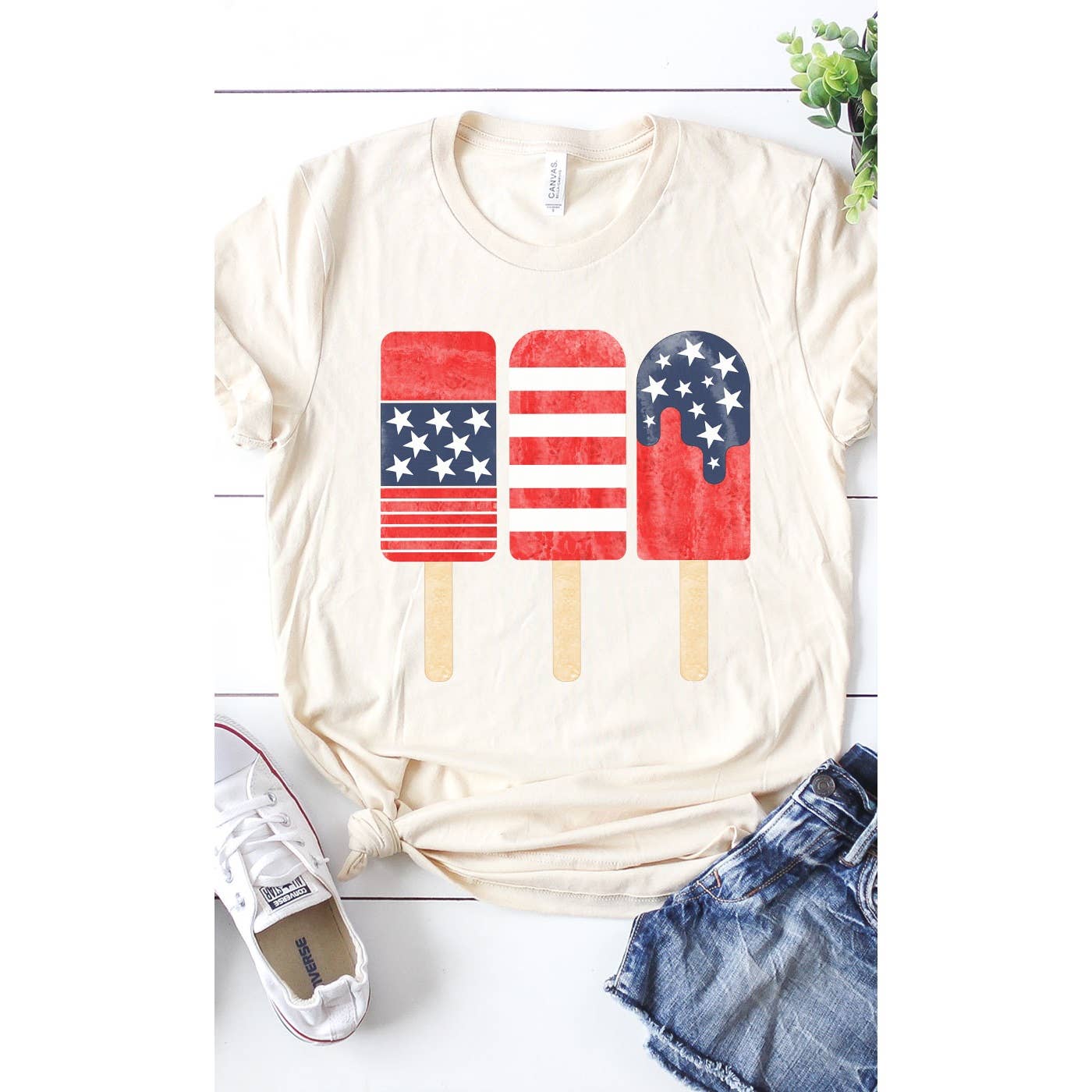 Kissed Apparel - Wholesale T-Shirt (Graphic) - Women's - Retro Patriotic Popsicle Graphic Tee2
