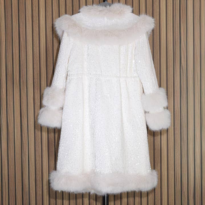 PEACH ACCESSORIES - Wholesale Fur/faux fur coat – Women's - Faux Fur & Sequin Longline Coat DH143