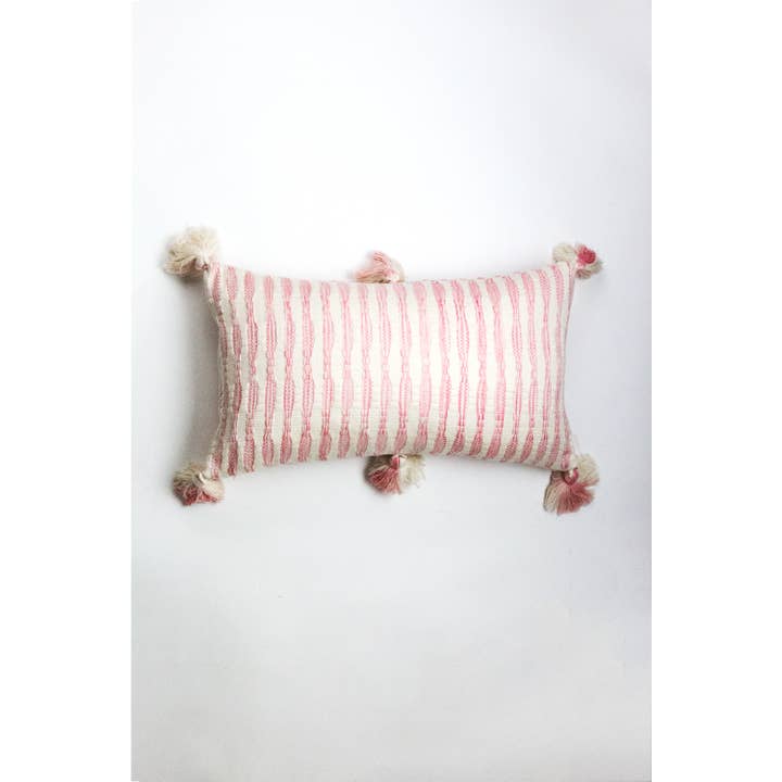 Archive NY - Wholesale Throw/Decorative Pillow - Natural Pink Stripe Antigua Pillow2
