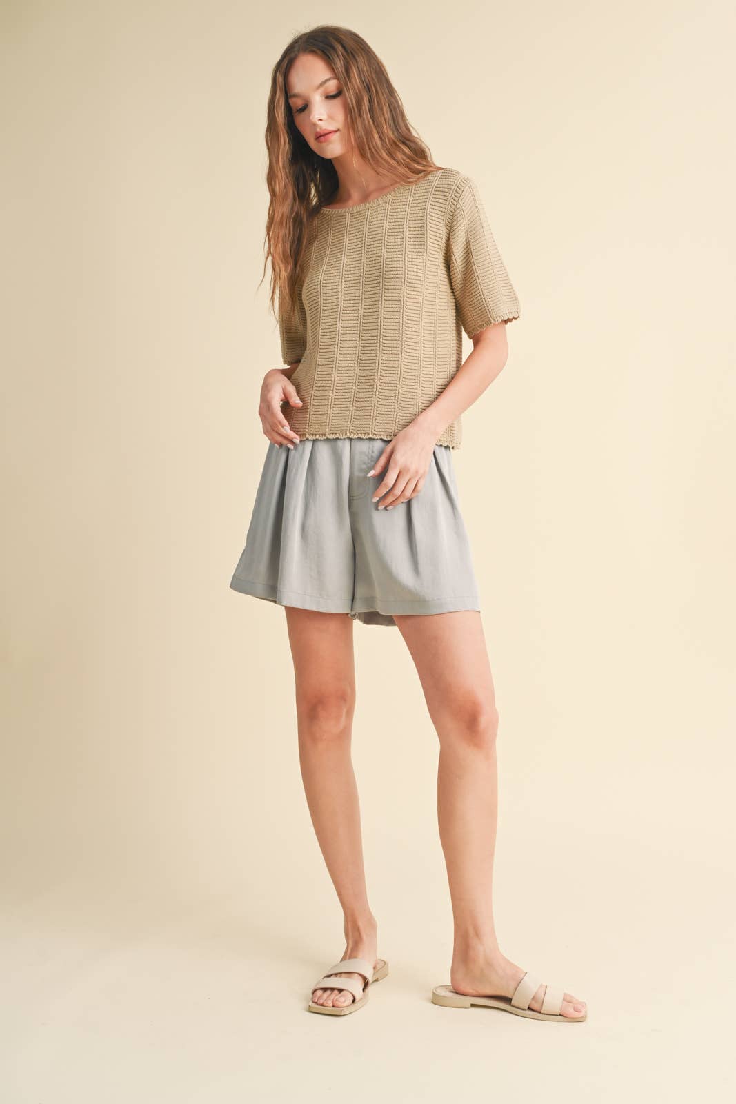 MOCKA VIRKAD 1/2 ÄRMAD TRÖJA/WL24-8550 för wholesale på Faire1