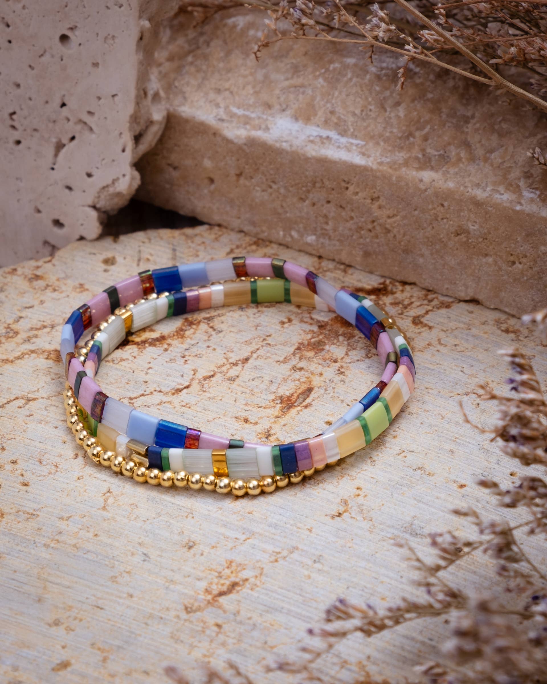 Mayana Designs Co - Wholesale Jewelry Set - Set/3 Miyuki Tila Bracelets (Purple/Blue)2