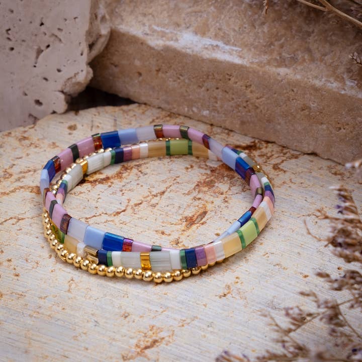 Mayana Designs Co - Wholesale Jewelry Set - Set/3 Miyuki Tila Bracelets (Purple/Blue)2