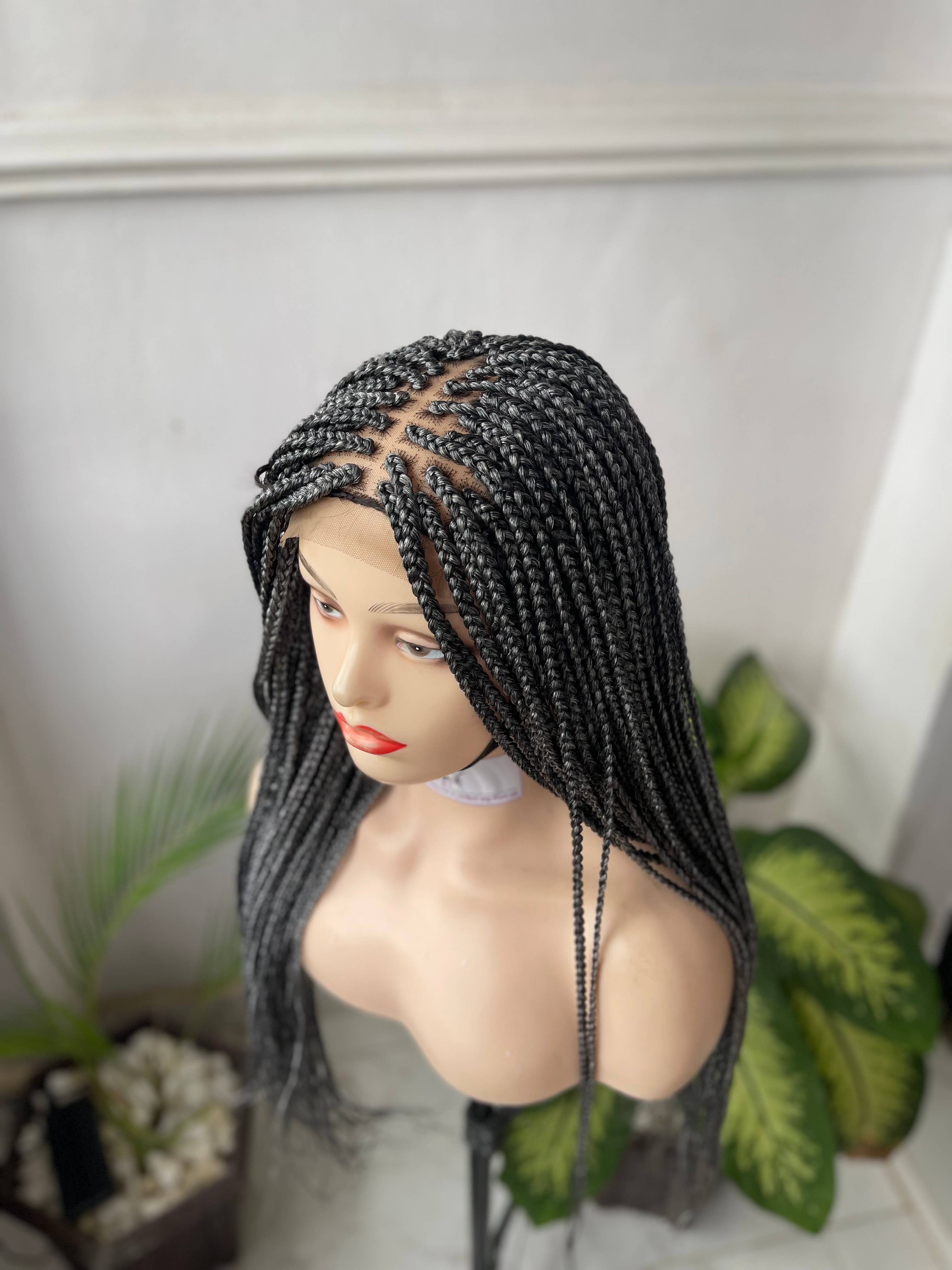 Lamuskwigs - Wholesale Wig/Hair Piece - Ready to ship Grey braided wig in closure. Glueless lace2