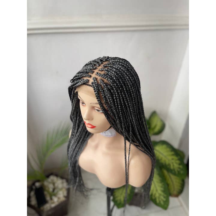 Lamuskwigs - Wholesale Wig/Hair Piece - Ready to ship Grey braided wig in closure. Glueless lace2