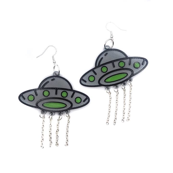 Printy Vibes - Wholesale Dangle Earrings - UFO Alien Spaceship Earrings 3D Printed