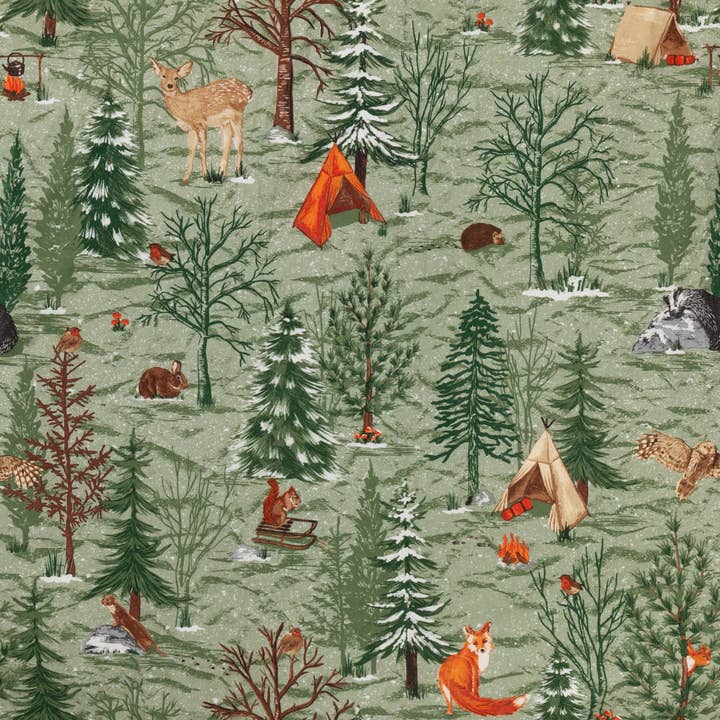 Lodge Wood 100% Brushed Cotton Duvet Cover Set Oak Green for wholesale on Faire4