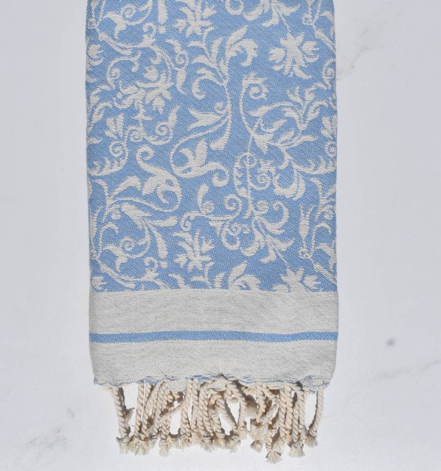 Fouta Tunisia – wholesale Strandhandduk – Fouta Versailles med tidlösa blommönster3