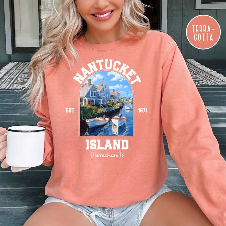 Nantucket Island Comfort Colors® Sweatshirt for wholesale by CindyL Boutique