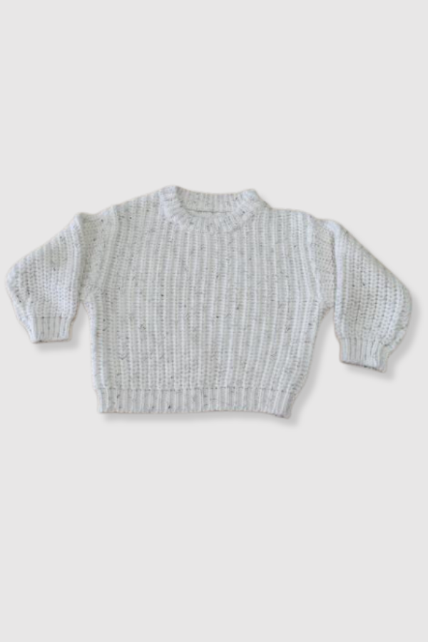 Bleu & Co - Wholesale Knit Sweater - Kids - 100% Cotton Knit Sweater - Ivory/Tan Speckle0