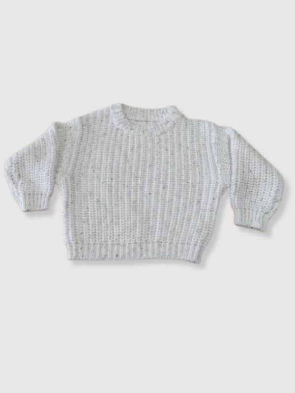 Bleu & Co - Wholesale Knit Sweater - Kids - 100% Cotton Knit Sweater - Ivory/Tan Speckle
