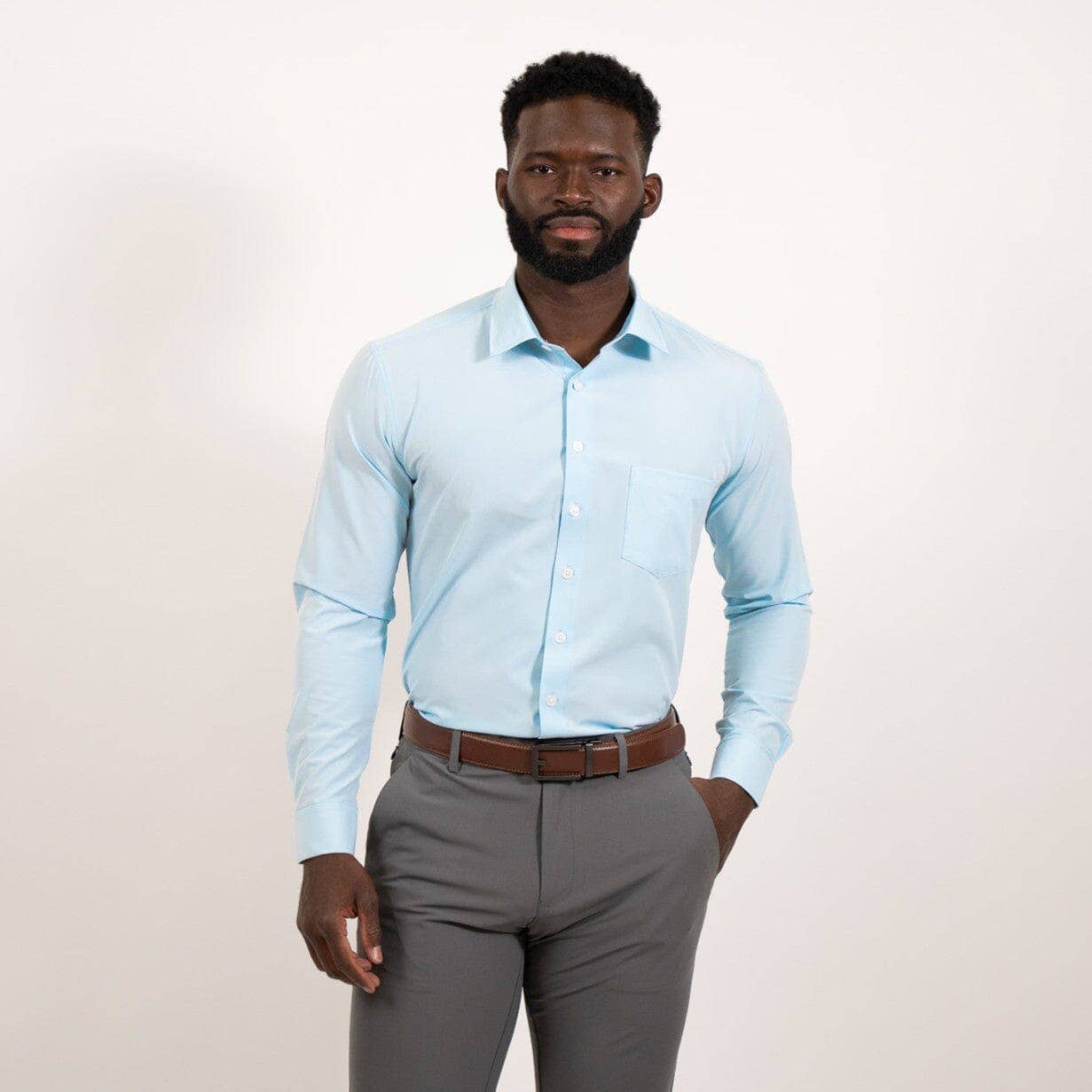 Tough Apparel - Wholesale Button Down Shirt - Men's - Blue Hustle Dress Shirt - Long Sleeve16