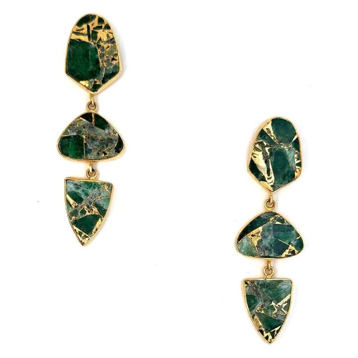 Boucles d'oreilles statement Mojave (vert émeraude) pour la vente par Gemajesty Jewellery