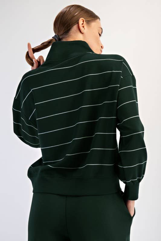 Sunday Morning - Wholesale Jacket - Women's - J0332PL37 PLUS STRIPE V-NECK MODAL POLY SPAN SCUBA JACKET 10