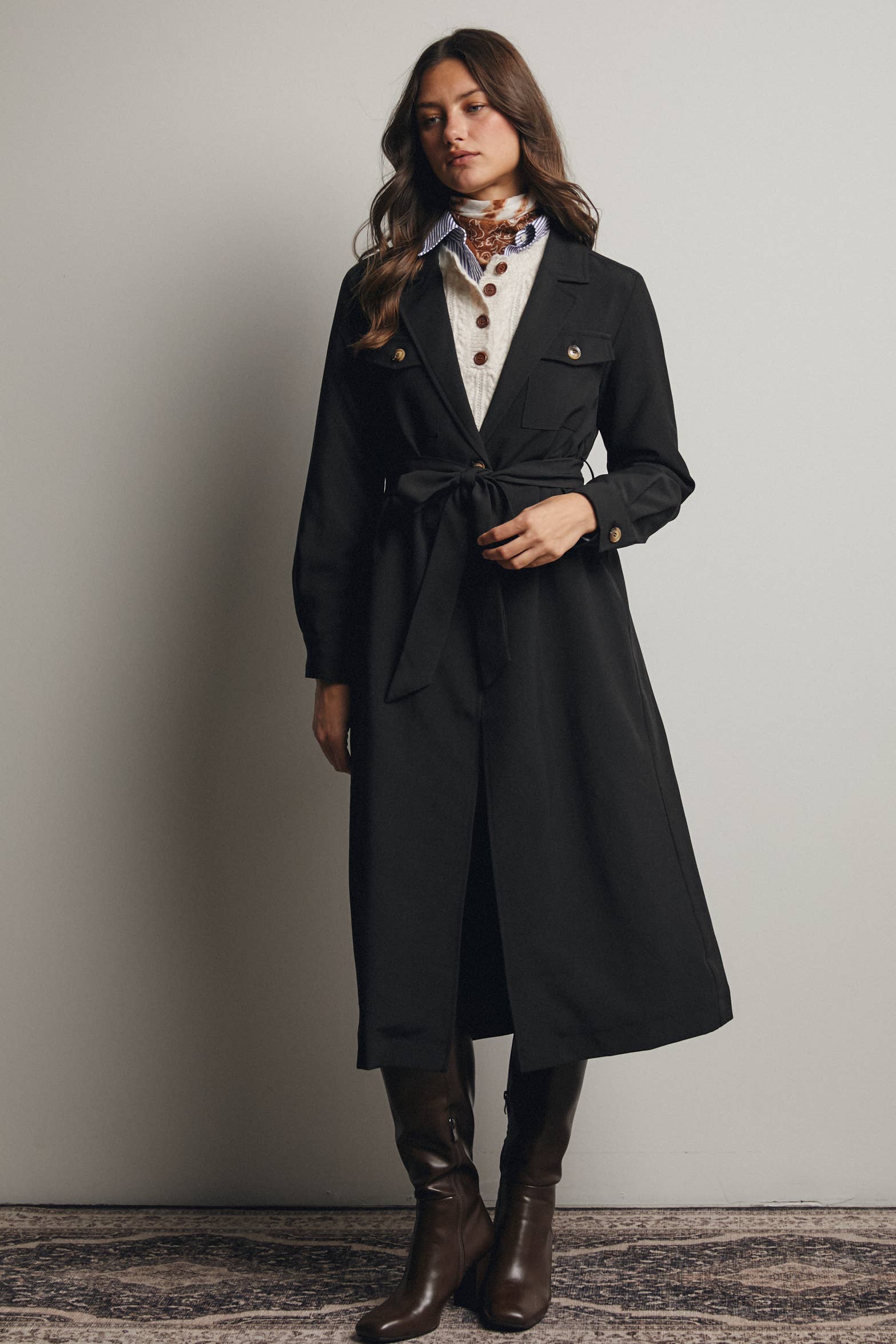 Forte - Vendita all'ingrosso Trench - Donna - Trench con Cintura a Doppia Tasca FJ000623