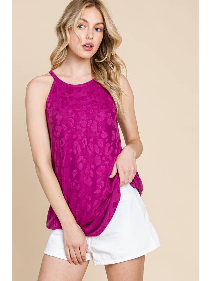 BOMBOM - Wholesale Tunic - Women's - TA2098 ANIMAL TEXTURED PATTERN SLEEVELESS TOP