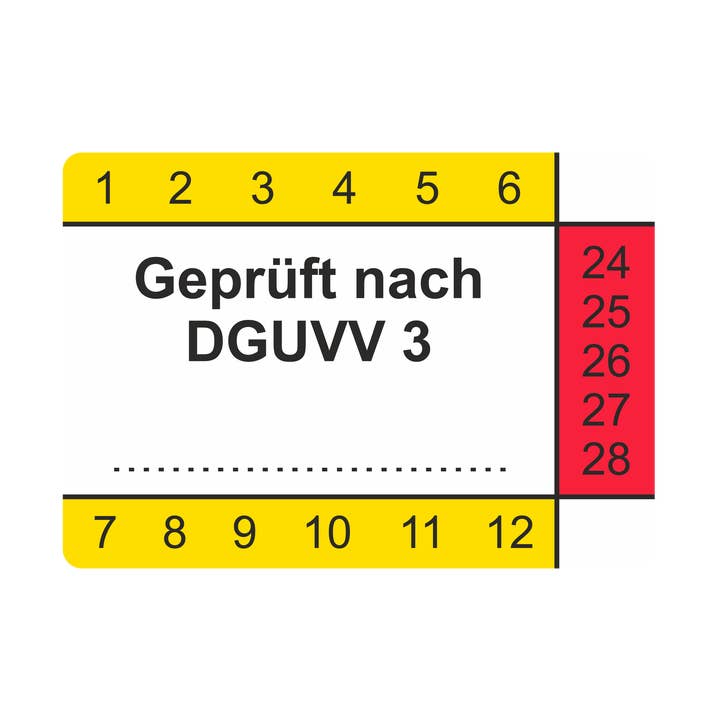 Inspection labels/Tested in accordance with DGUVV 3 for wholesale by Blitzpfeil24 by Jahn Industrieschilder/Etiketten GmbH
