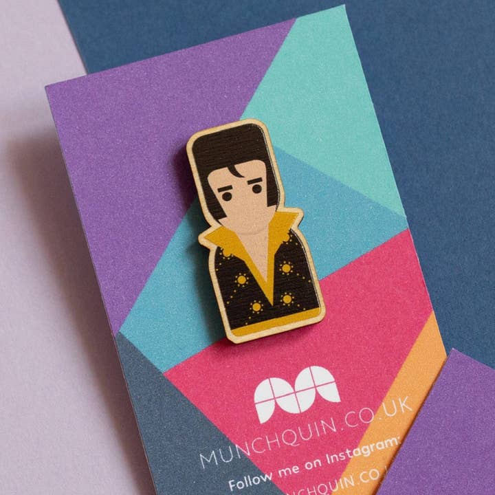 Hey There Munchquin – wholesale Lapel pin/button – Elvis Presley eco-friendly wooden pin