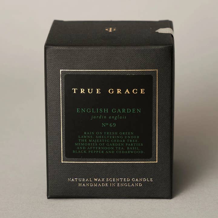 English Garden Candle -Woody Scented, Natural Wax, 40hr Burn for wholesale by True Grace