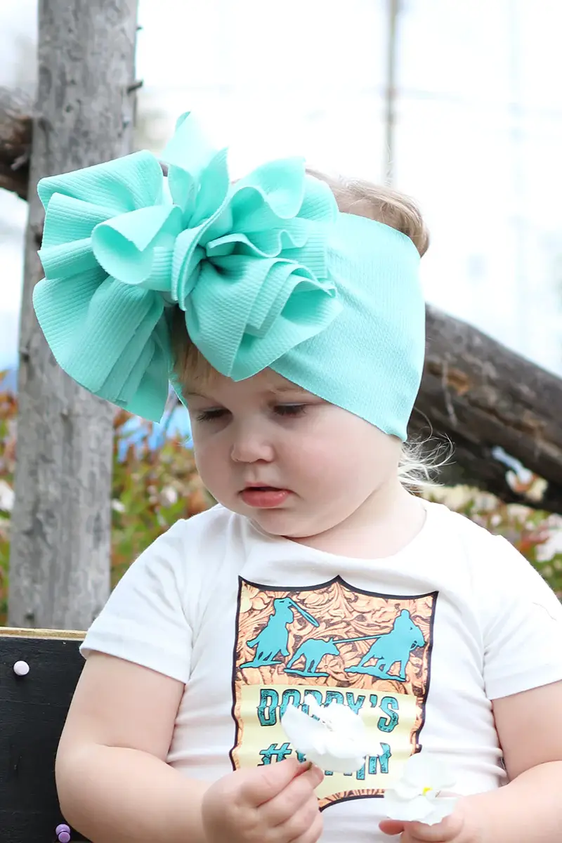 AQUA #127 BIG TASSEL BABY HEADBAND. F-DLH2321K for wholesale on Faire2