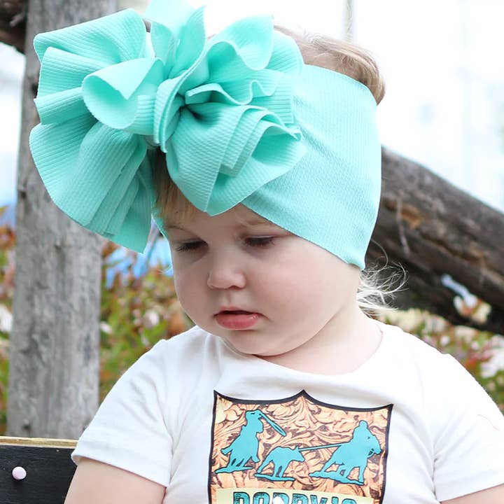 AQUA #127 BIG TASSEL BABY HEADBAND. F-DLH2321K for wholesale on Faire2