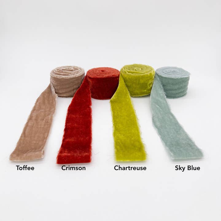 Trim & Twine - Wholesale Ribbon - Gift Wrapping - Bulk 2" Velvet Ribbon - Raw Edge - 33 Colors