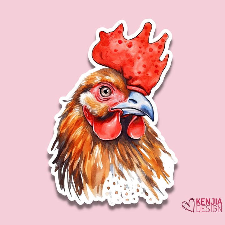 Rooster Chicken Stickers + Magnets / Watercolor Farm for wholesale by Kenjia Design