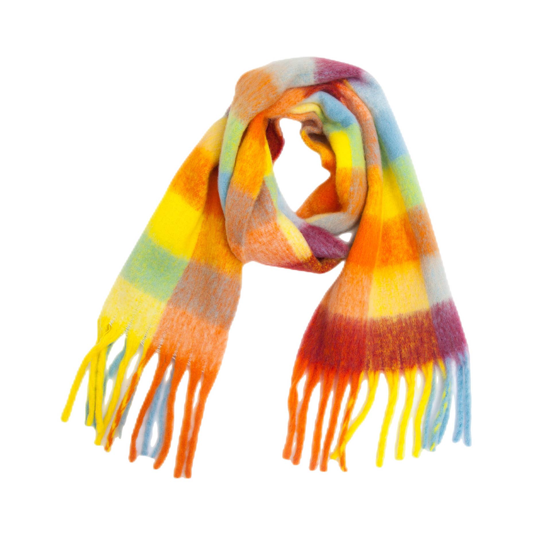 HIDDENBRAND - Wholesale Scarf - Women's - Colour Block Scarf with tassel detail5