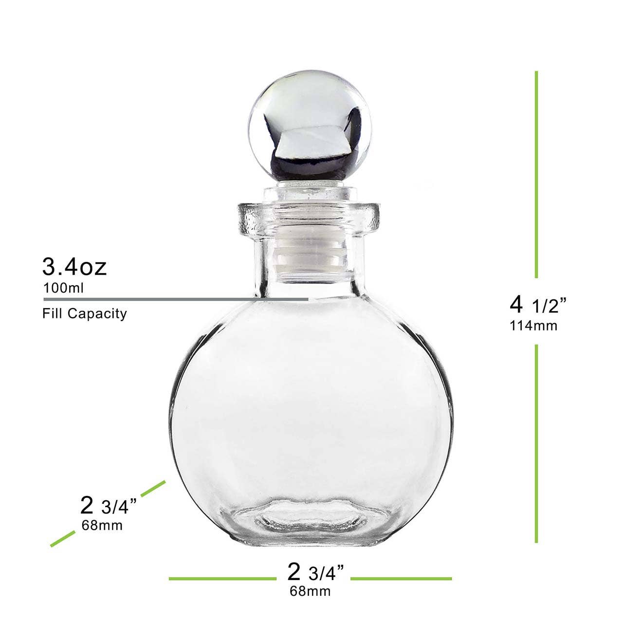 Couronne Co. - Wholesale Decorative Tabletop Object - Ball 3.4Oz Recycled Glass Bottle W/ Glass Top1