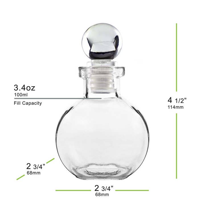 Couronne Co. - Wholesale Decorative Tabletop Object - Ball 3.4Oz Recycled Glass Bottle W/ Glass Top1