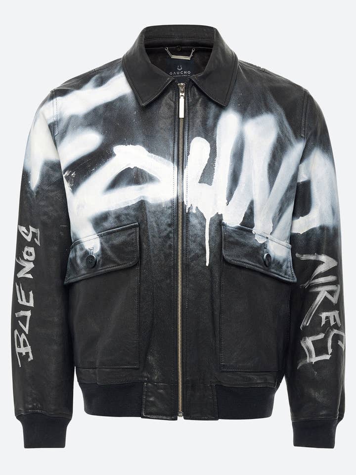 Art Basel Inspired Gurruchaga Bomber in Black for wholesale by Gaucho Buenos Aires