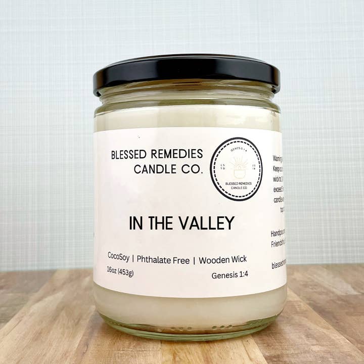 In the Valley Coconut Soy Wax Scented Candle for wholesale by Blessed Remedies