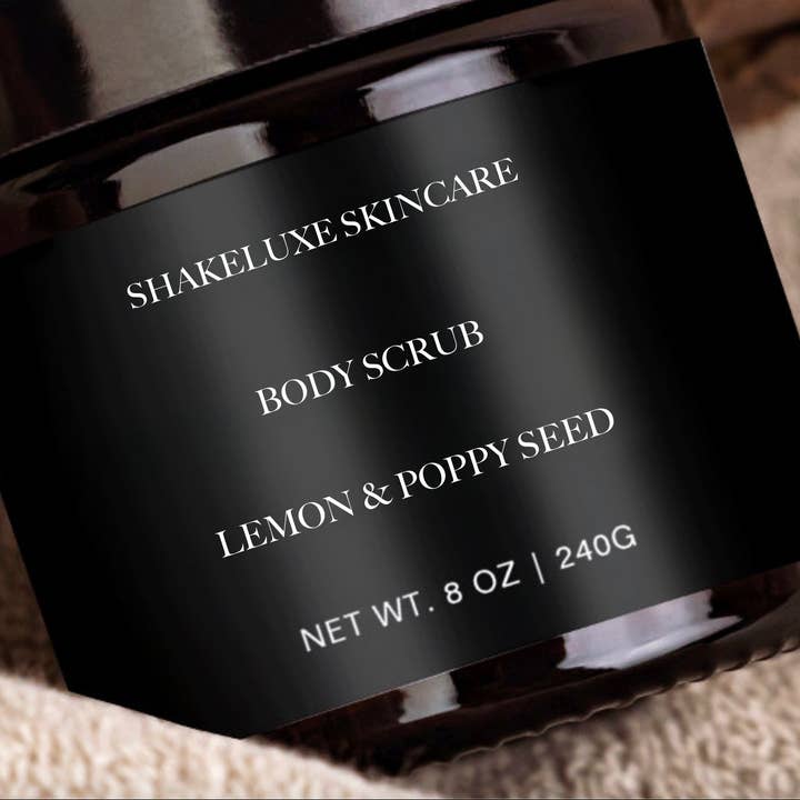 Poppy Seed Body Scrub for wholesale by ShakeLuxe Skincare