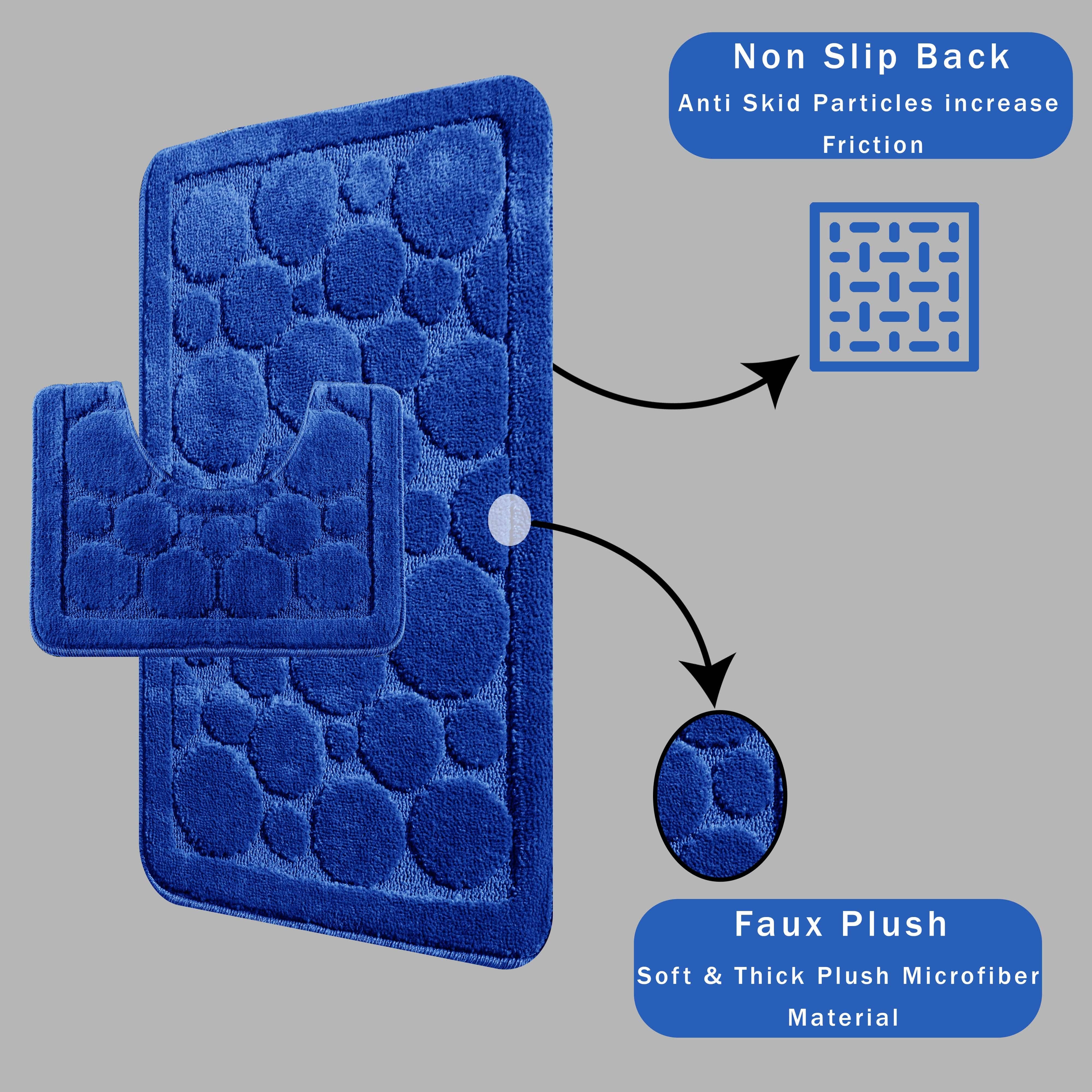 Cali Bubbles 2 Piece Royal Blue Bath Mat & Pedestal Set for wholesale on Faire4