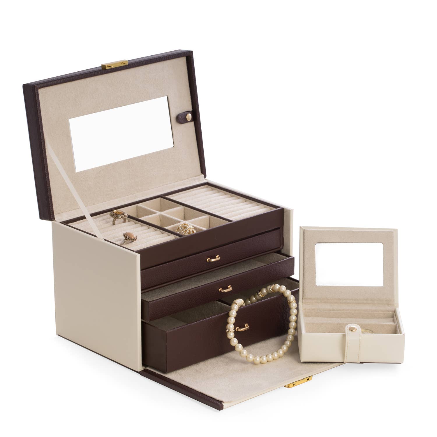 4 Level Leather Jewelry Box for wholesale by BeyBerk International