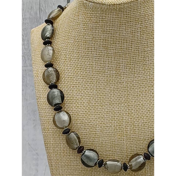 Unique Bohemian glass beads with Polaris lenses, gray - Sanna for wholesale on Faire2