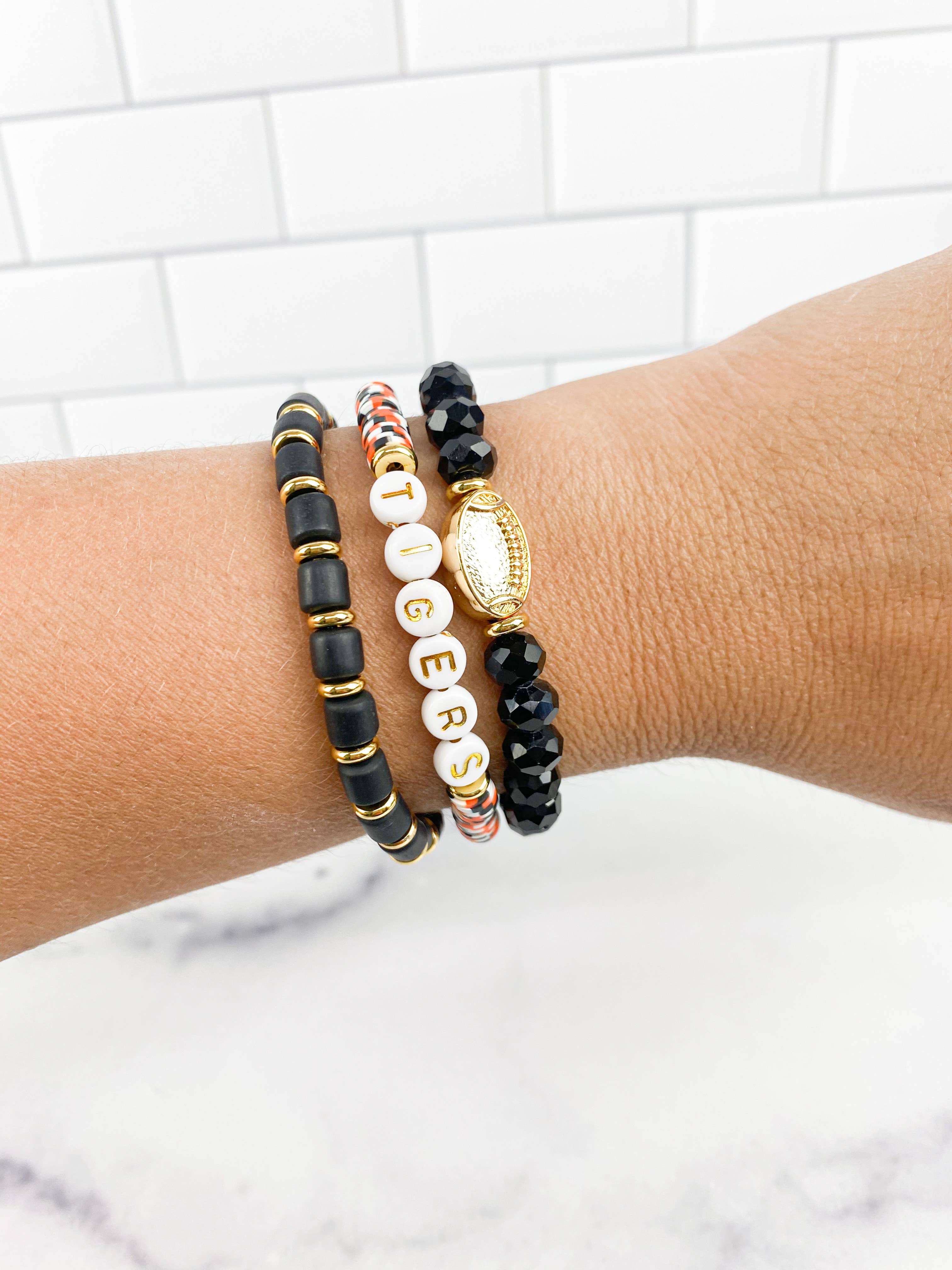 The Mod Miss - Wholesale Beaded Bracelet - Bracelet Crystal Beaded "Gold Football"9