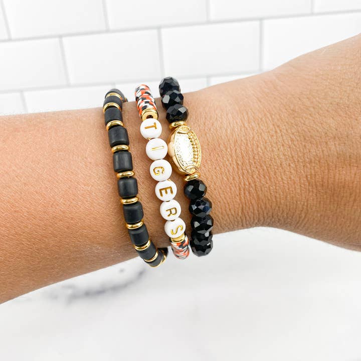 The Mod Miss - Wholesale Beaded Bracelet - Bracelet Crystal Beaded "Gold Football"9