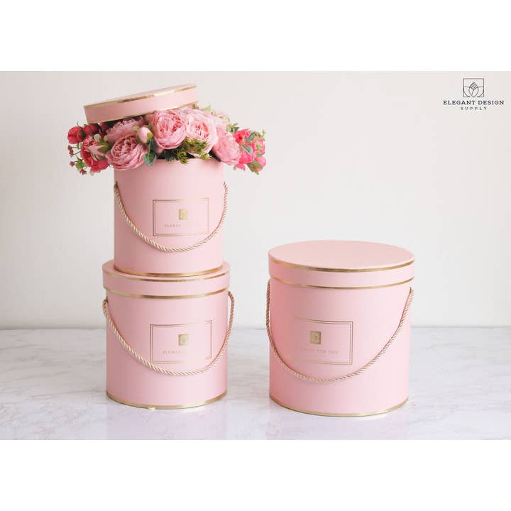 Elegant Design Supply - Wholesale Gift Box - Round "Flowers for you" Hat Flower Box