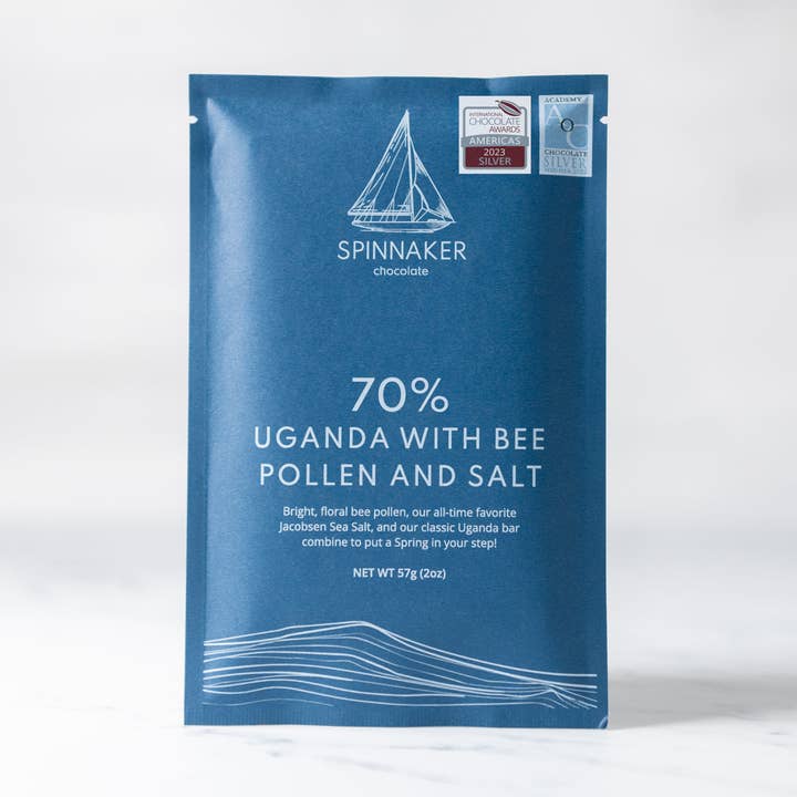 70% Uganda with Bee Pollen and Salt for wholesale by Spinnaker Chocolate